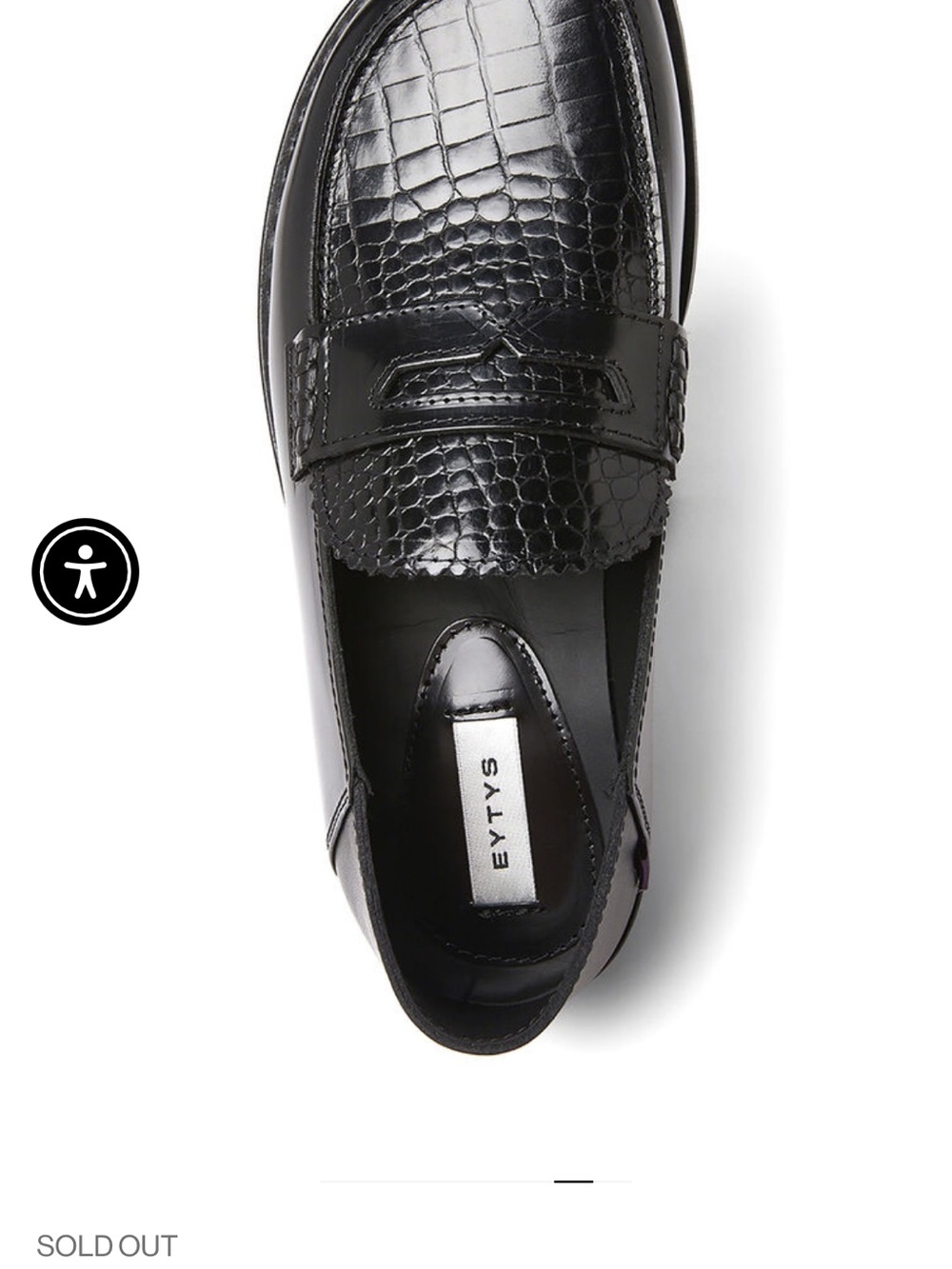 Eytys Black Croc-Embossed Penny Loafer
